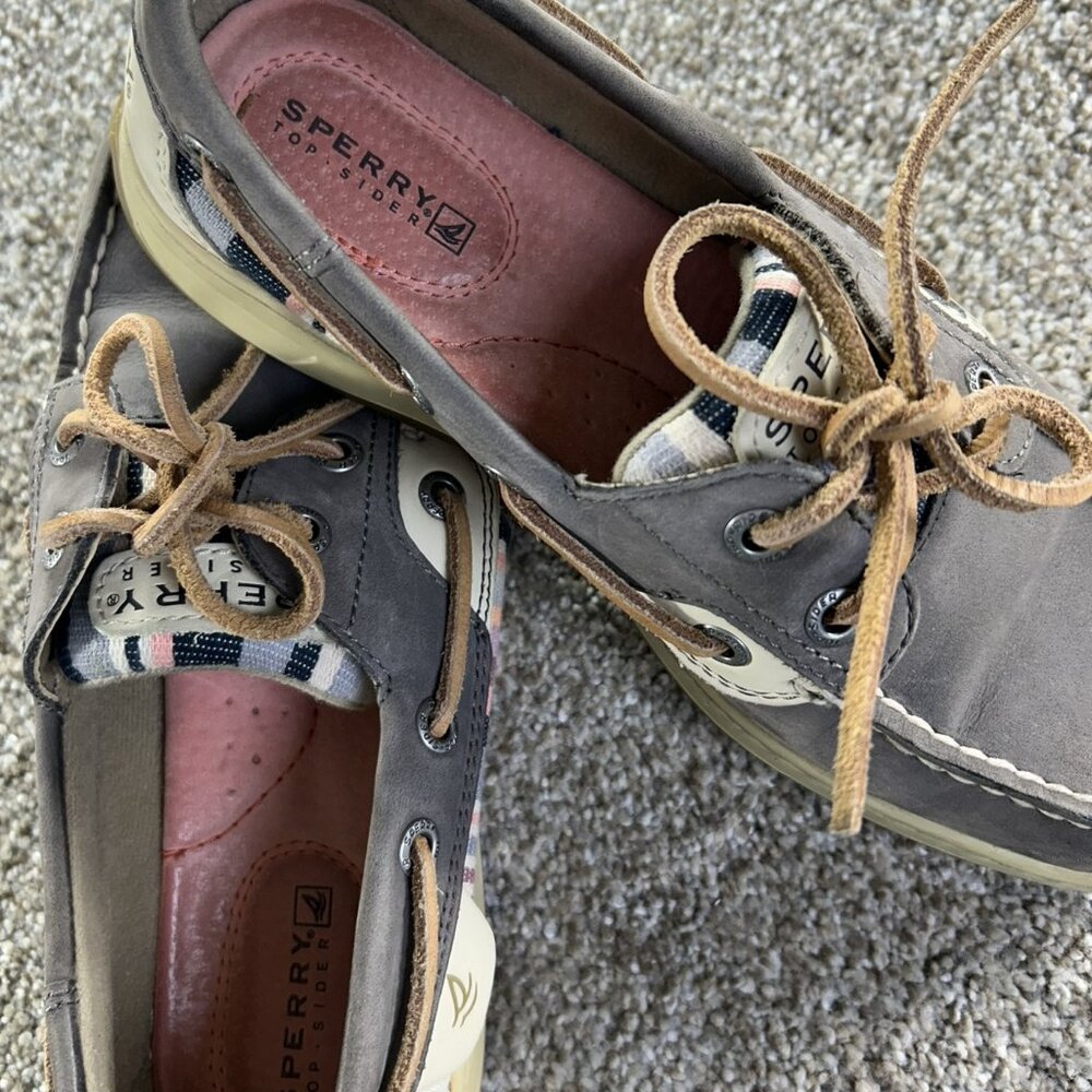 Sperry Top -Sider Women's Boat Shoes Gray Leather Multi Colored Size 6M STS90026 - Picture 7 of 11